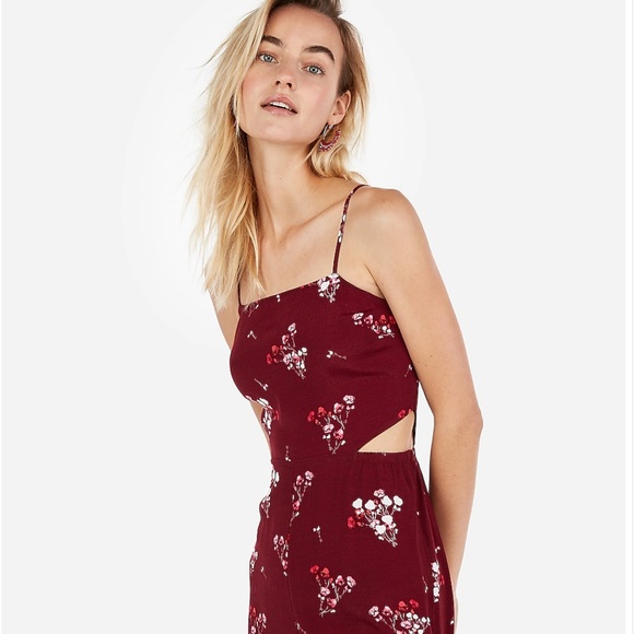 NWT Express Floral Cut-Out Wide Leg Jumpsuit - Picture 2 of 6